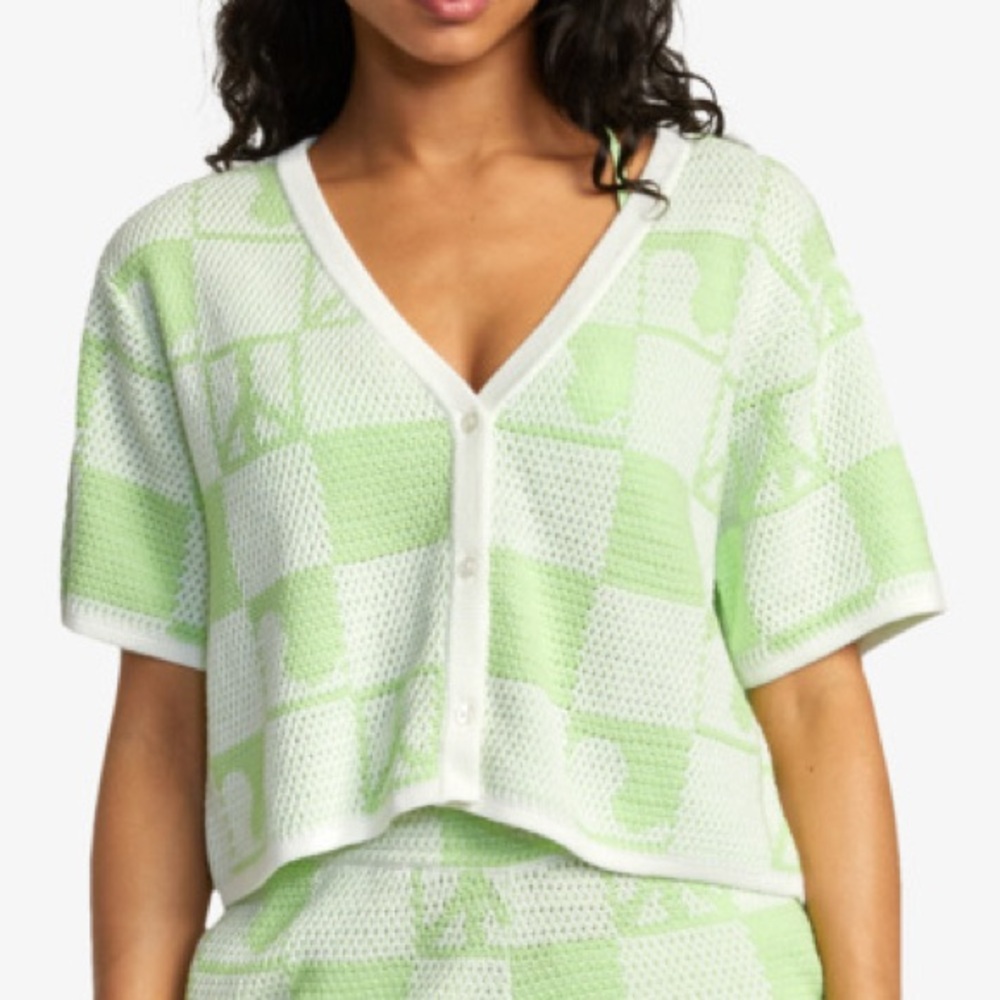 RVCA Mint and White Checkered Women's Pajama Set